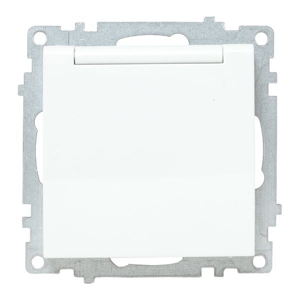 Валенсия Механизм розетки 1-местной с/з 16А белая с крышкой и защ. штор. IP44 EKF