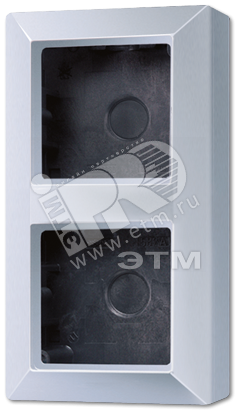 Коробка для накладного монтажа 2-я с негорючим основанием, в комплекте с рамкой  для установки устройств и накладок серии A  для горизонтальной/вертикальной установки  Серия- AS500  Материал- дуропласт  Цвет- алюминий