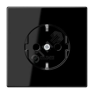 Штепсельная розетка SCHUKO одинарная, с заземлением, без шторок, 16A, 250В  (механизм + накладка, без рамки). Серия LS990  Материал- дуропласт  Цвет- черный