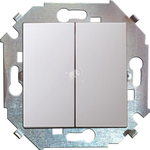 15 Выключатель двухклавишный 16А 250В винтовой зажим белый