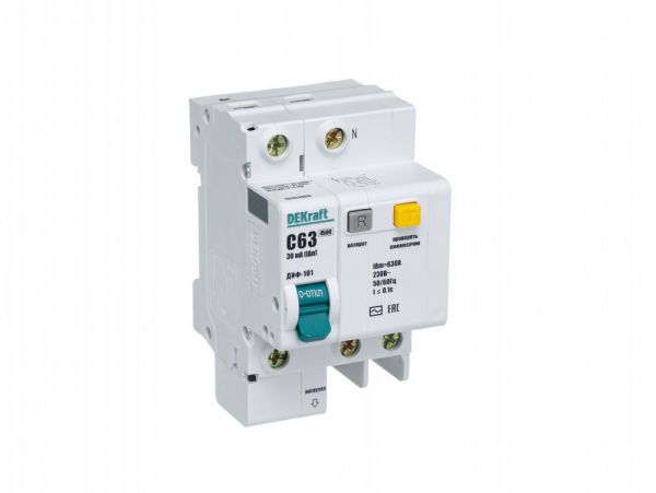 Автоматический выключатель дифференциального тока АВДТ 1п+N 63А 30мА С ДИФ-101 4.5кА