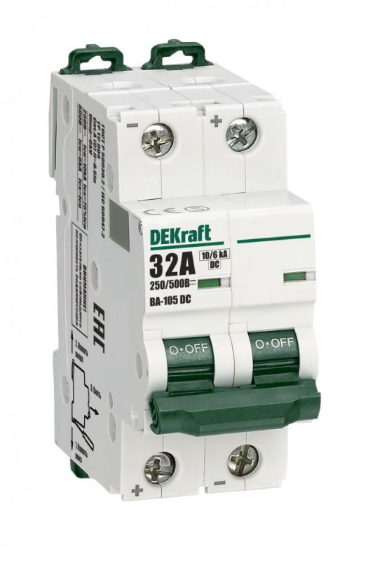Выключатель автоматический 2P C кривая 32A 500В DC ВА-105