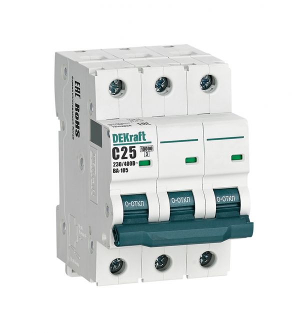 Выключатель автоматический 3P кривая C 25A 10кА ВА-105