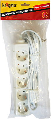 Удлинитель бытовой 5х5м с заземлением 16А ПВС 3х1.00