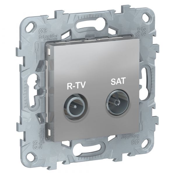 UNICA NEW розетка R-TV/SAT, проходная, алюминий