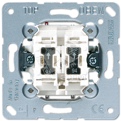 Выключатель контрольный 2-клавишный с подсветкой (с 2-мя лампами тлеющего разряда арт.- 94 в комплекте). Механизм. 10A 250V