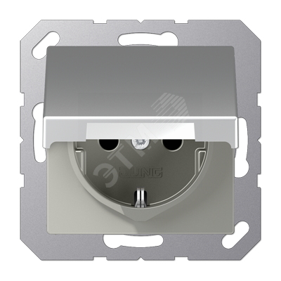 Розетка штепсельная SCHUKO 16A 250V с защитой от  детей, с крышкой, алюминий