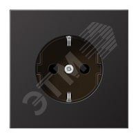 Штепсельная розетка SCHUKO одинарная, с заземлением, с шторками, 16A, 250В  (механизм + накладка, без рамки). Серия LS990  Материал- металл  Цвет- алюминий дарк