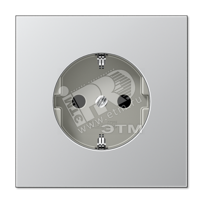 Штепсельная розетка SCHUKO одинарная, с заземлением, без шторок, 16A, 250В  (механизм + накладка, без рамки). Серия LS990  Материал- металл  Цвет- алюминий