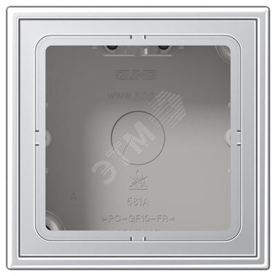 Коробка для накладного монтажа с негорючим основанием 1-я  для горизонтальной/вертикальной установки  в комплекте с рамкой  для установки устройств и накладок серии LS990  Материал- лакированный дуропласт  Цвет- алюминий