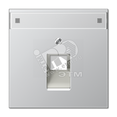 Крышка для ординарной телефонной и компютерной розетки UAE с полем для надписи  алюминий