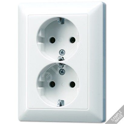 Штепсельная розетка двойная с шторками  SCHUKO 16A 250В. Материал- термопласт. Цвет-  слоновая кость