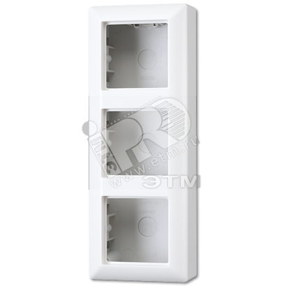 Коробка для накладного монтажа 3-я с негорючим основанием, в комплекте с рамкой  для установки устройств и накладок серии A  для горизонтальной/вертикальной установки  Серия- AS500  Материал- дуропласт  Цвет- белый