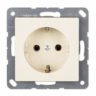 Розетка SCHUKO одинарная, с заземлением, с шторками, 16A, 250В  (механизм + накладка, без рамки). Серия- Eco Profi. Материал- термопласт. Цвет- слоновая кость.