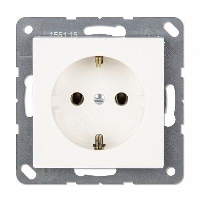 Розетка SCHUKO одинарная, с заземлением, с шторками, 16A, 250В  (механизм + накладка, без           рамки).автоматические зажимы. Серия- Eco Profi.   Материал- термопласт. Цвет- белый.