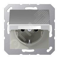 Розетка SCHUKO одинарная, с заземлением, с крышкой, без шторок, 16A, 250В  (механизм + накладка, без рамки). Серия- Eco Profi. Материал- термопласт. Цвет- алюминий (крашеный).