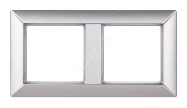 Рамка 2-местная для вертикальной и горизонтальной установки. Серия- Eco Profi. Материал- термопласт. Цвет- алюминий (крашеный)