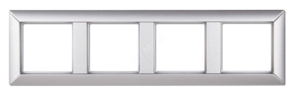 Рамка 4-местная для вертикальной и горизонтальной установки. Серия- Eco Profi. Материал- термопласт. Цвет- алюминий (крашеный)