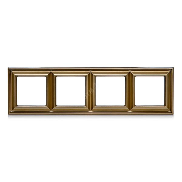 Рамка 4-местная для вертикальной и горизонтальной установки. Серия- Eco DECO. Материал- термопласт. Цвет- антик.