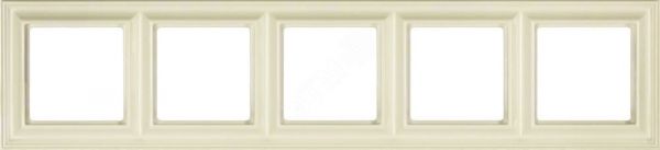Рамка 5-местная для вертикальной и горизонтальной установки. Серия- Eco DECO. Материал- термопласт. Цвет- слоновая кость.