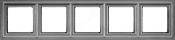 Рамка 5-местная для вертикальной и горизонтальной установки. Серия- Eco DECO. Материал- термопласт. Цвет- алюминий (крашеный)