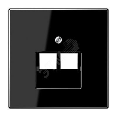 Накладка для 2-ой телефонной/компютерной розетки  IAE/UAE (1X8-пол.)  Серия LS990  Материал- термопласт  Цвет- черный