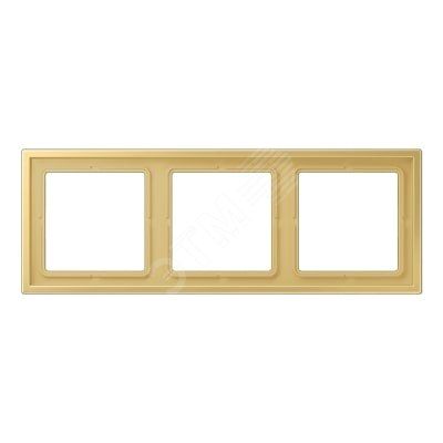 Рамка 3-я для горизонтальной/вертикальной установки (для устройств и накладок серии LS990 в монтажный адаптер)  Серия- LS ZERO  Материал- термопласт (ударопрочный) лакированный  Цвет- классическая латунь