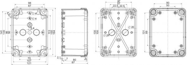 ПЛАСТИКОВАЯ КОРОБКА 164X121X87 ABS