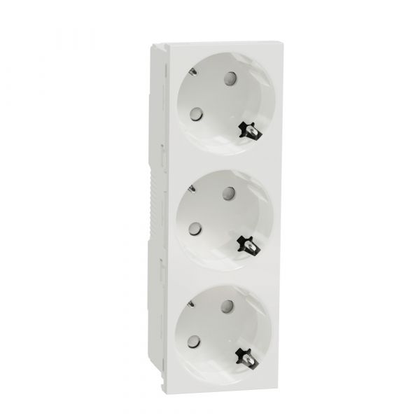 Unica Modular Розетка 3х(2К+З) 45гр, шторки, безвинтовые клеммы БЕЛАЯ