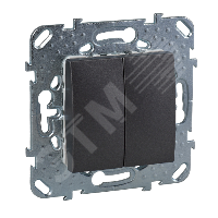 UNICA Выключатель двухклавишный в рамку графит сх.5