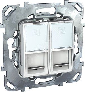 UNICA Розетка компьютерная 2хRJ45 в рамку белая