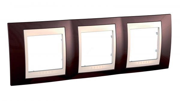 UNICA-Хамелеон Рамка 3 поста терракот/бежевая