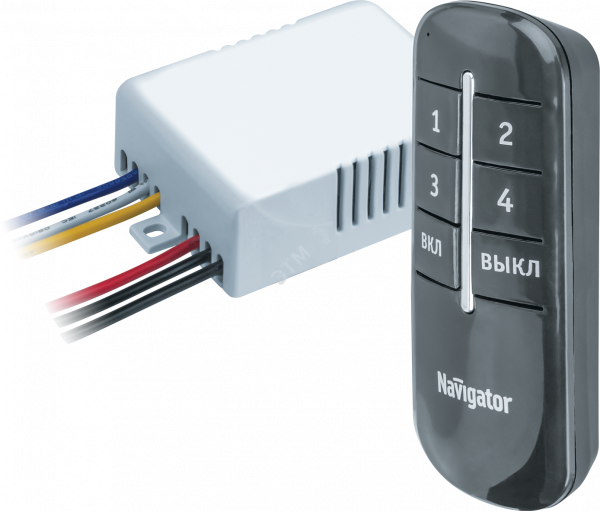 Выключатель дистанционный с пультом, 4 канала, 4х1000 Вт NRC-SW01-1V1-4