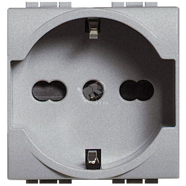 Розетка 2П с заземлением 10А/16А с защитными шторками 2 модуля