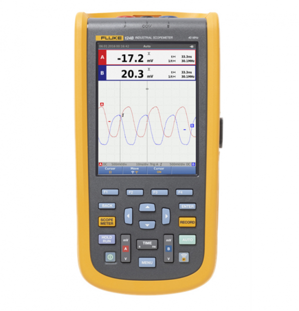 FLUKE-124B/S, Осциллограф промышленный портативный 2 канала х 40МГц + SCC аксессуары, Wi-Fi (Госреестр)