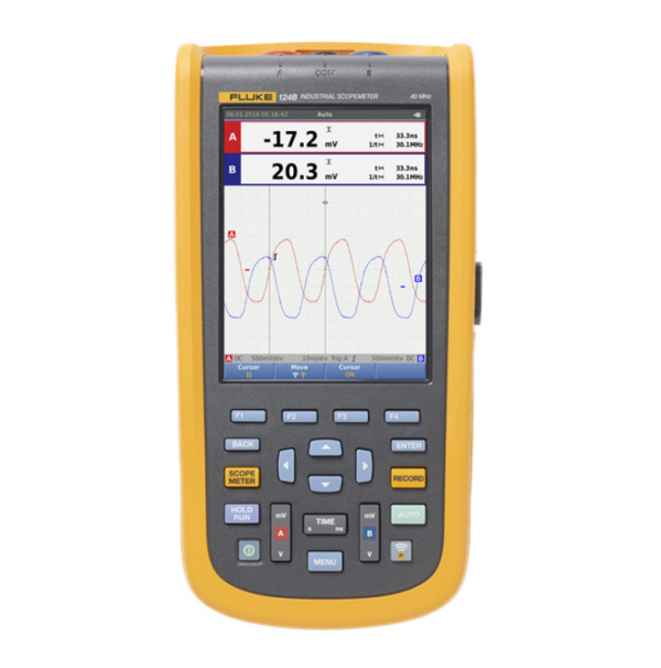 FLUKE-124B, Осциллограф промышленный портативный 2 канала х 40МГц, Wi-Fi (Госреестр)