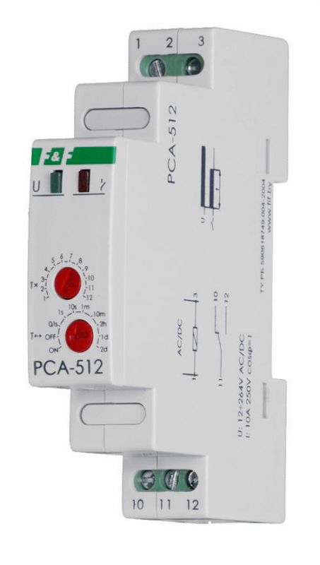 Реле времени PCA-512 230B 8A IP20 с задержкой выключения монтаж на DIN-рейке 35мм