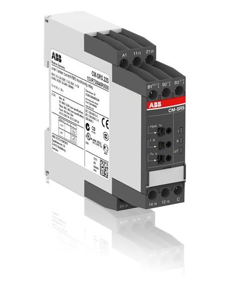Однофазное реле контроля тока CM-SRS.22S (диапазоны измерения 0,3-1,5А, 1-5A, 3-15A) 240В AC, 2ПК