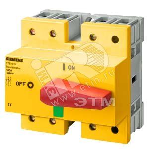 Разъединитель блокируемый D=92мм 100A 3п красный/желтый