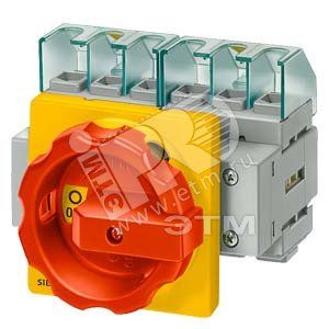 Выключатель главный 6п IU=25 P/AC-23A при 400V=9.5KW 4 отверстия рукоятка черная