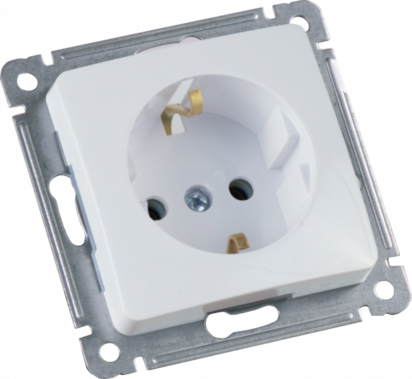 MASTER Розетка скрытая с заземлением белая в рамку