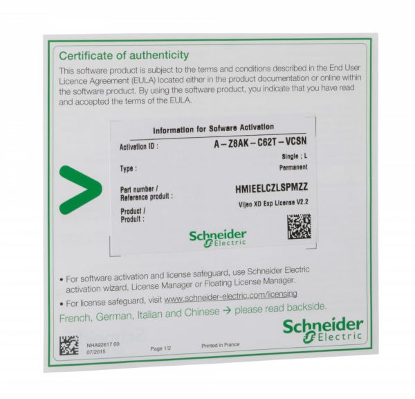 EcoStruxure Operator Terminal Expert Basic, лицензия для HMISTO7xx