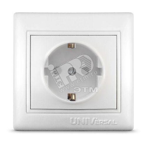 Розетка Севиль с заземлением с защитной шторкой белая