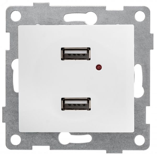 Розетка USB Bravo, механизм, двойной, белый