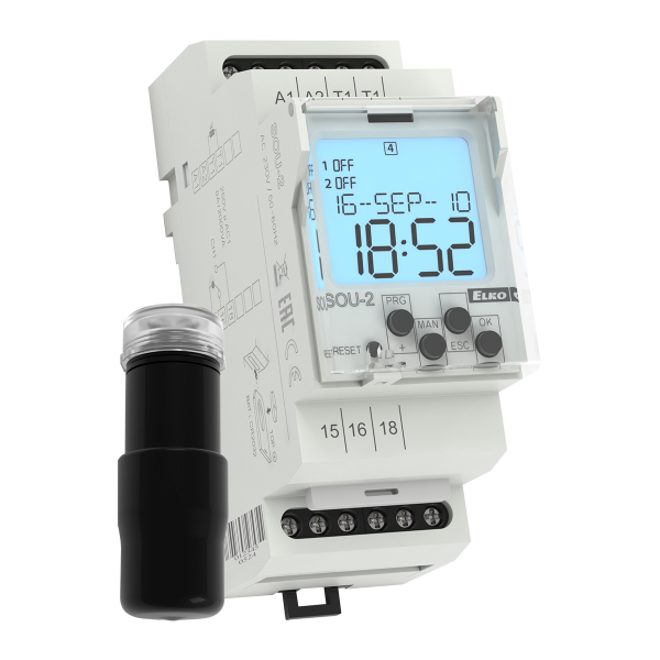 Цифровое сумеречное реле SOU-2 + фотодатчик SKS