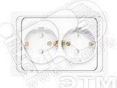 Розетка Валери двойная с заземлением с защитной шторкой белая