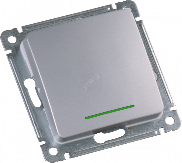 MASTER Звонковая кнопка с индикацией, одноклавишная скрытой установки, в рамку, серебро
