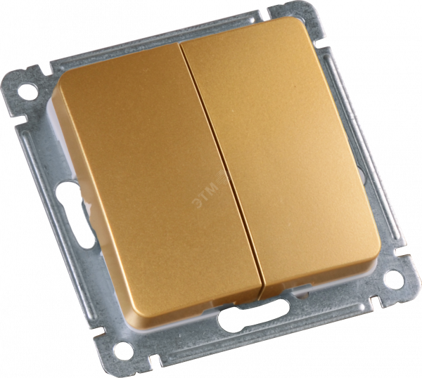 MASTER Выключатель двухклавишный скрытой установки, в рамку, золото