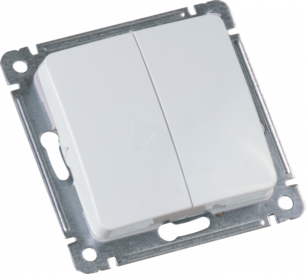 MASTER Выключатель двухклавишный скрытой установки, в рамку, белый